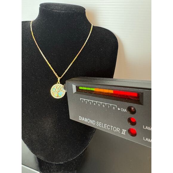 Moissanite Opal Tree of Life Necklace- 14k Vermeil over 925 - Picture 2 of 10